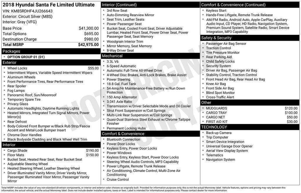 used 2018 Hyundai Santa Fe car, priced at $17,484