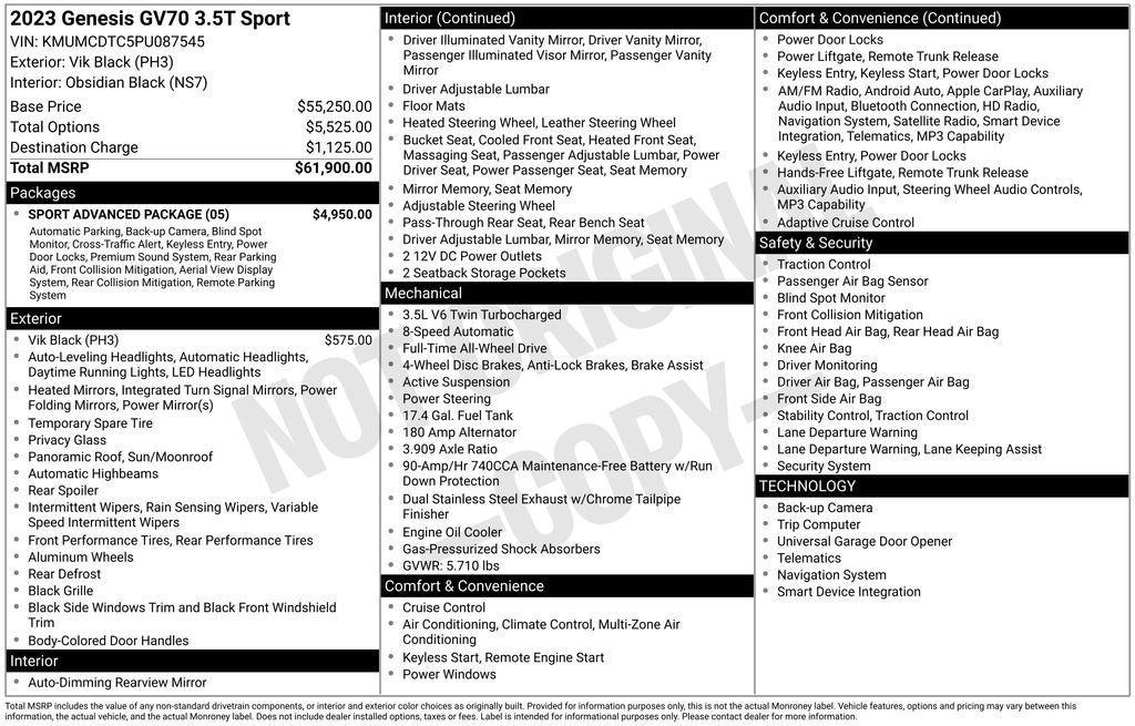 used 2023 Genesis GV70 car, priced at $38,435