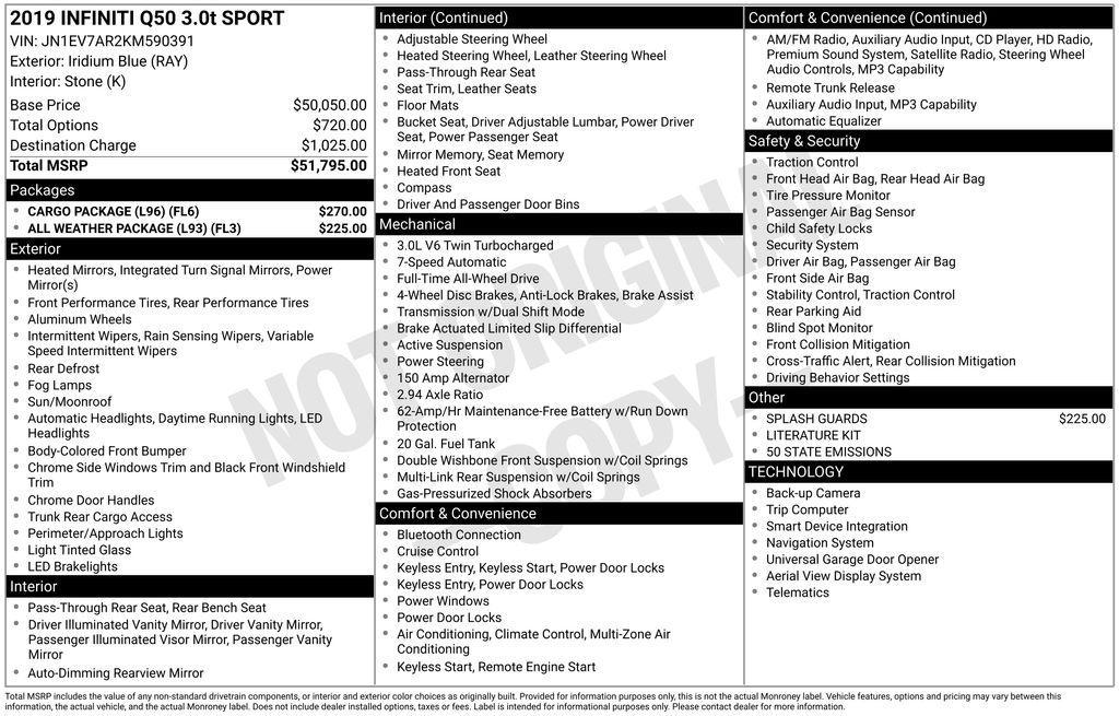 used 2019 INFINITI Q50 car, priced at $23,429