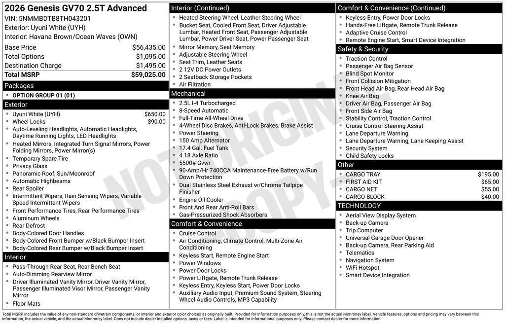 used 2026 Genesis GV70 car, priced at $46,990