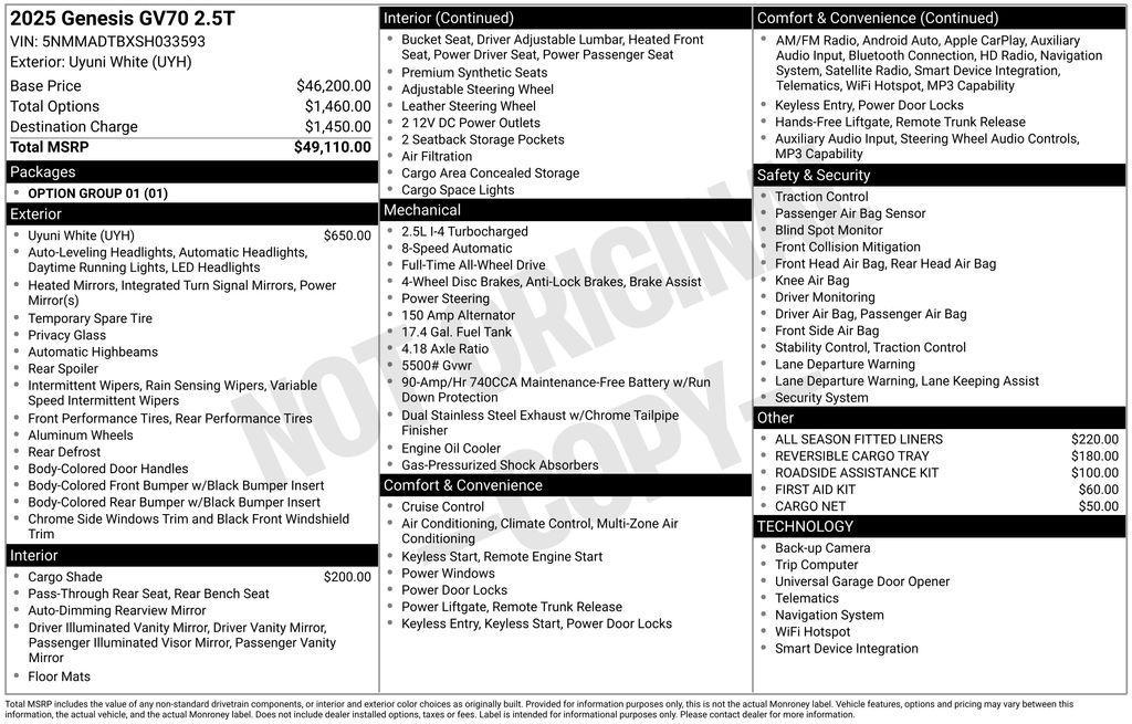 used 2025 Genesis GV70 car, priced at $42,459