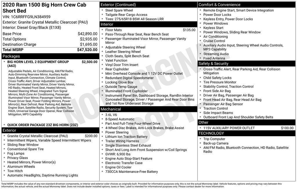 used 2020 Ram 1500 car, priced at $24,000