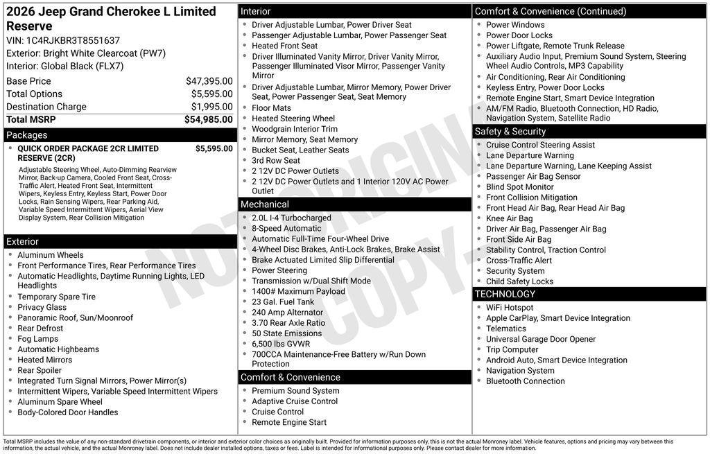 new 2026 Jeep Grand Cherokee L car, priced at $52,813