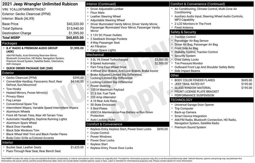 used 2021 Jeep Wrangler Unlimited car, priced at $39,000