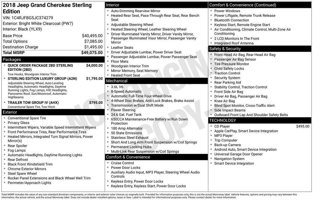 used 2018 Jeep Grand Cherokee car, priced at $17,900