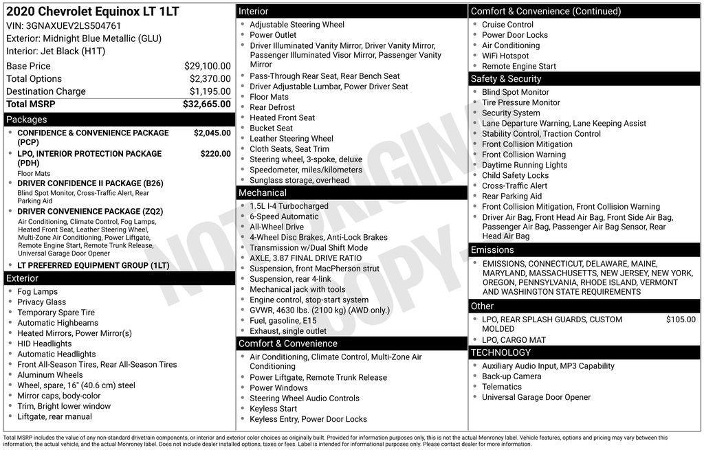 used 2020 Chevrolet Equinox car, priced at $16,500