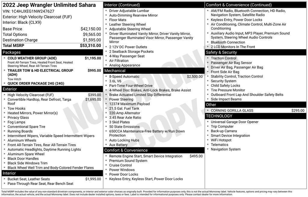 used 2022 Jeep Wrangler Unlimited car, priced at $34,000