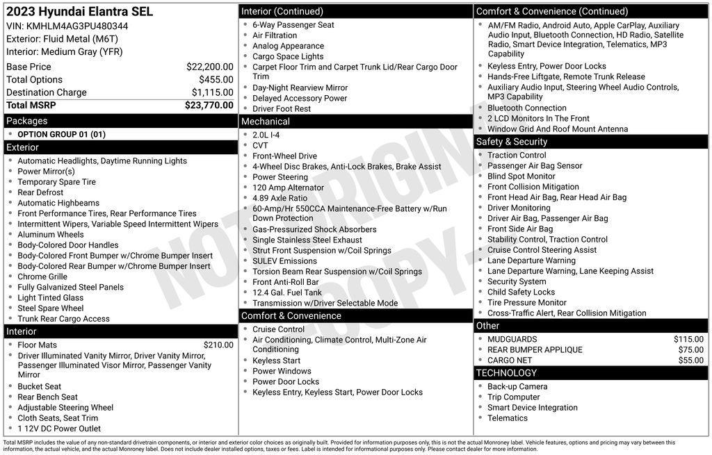 used 2023 Hyundai Elantra car, priced at $18,995