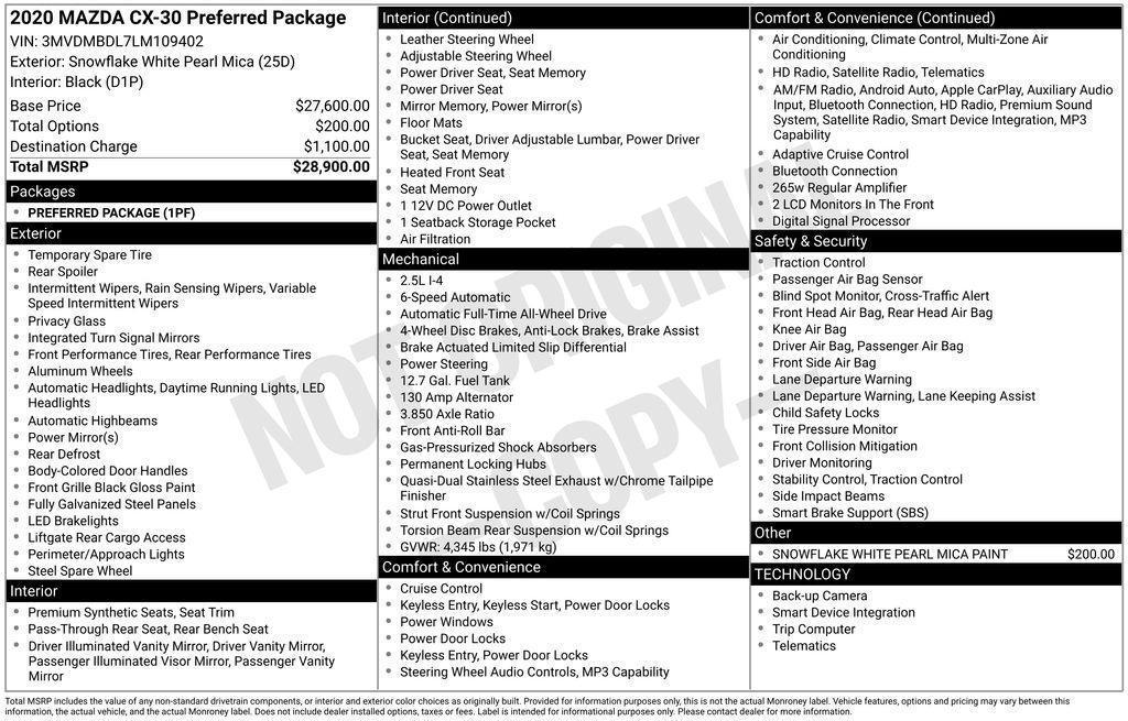 used 2020 Mazda CX-30 car, priced at $18,995