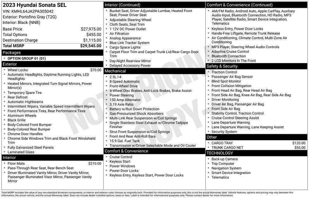 used 2023 Hyundai Sonata car, priced at $21,495