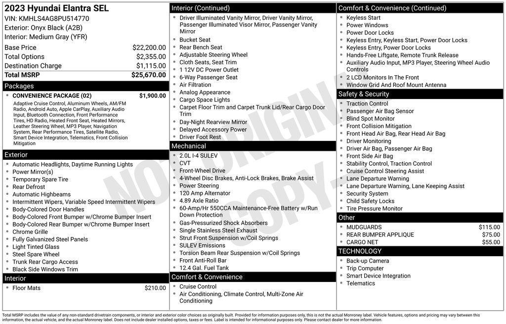 used 2023 Hyundai Elantra car, priced at $19,995