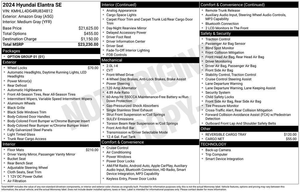 used 2024 Hyundai Elantra car, priced at $18,995