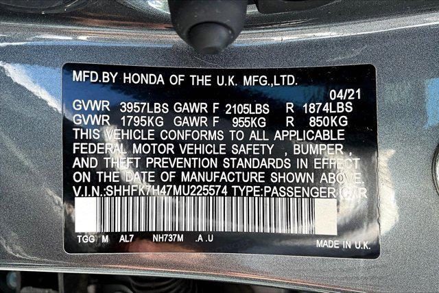 used 2021 Honda Civic car, priced at $21,259