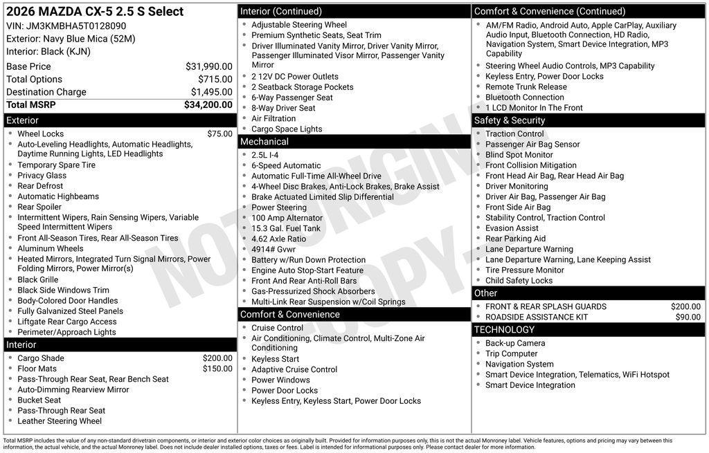 new 2026 Mazda CX-5 car, priced at $35,238