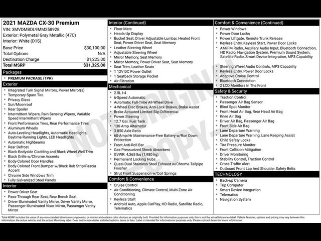 used 2021 Mazda CX-30 car, priced at $19,995