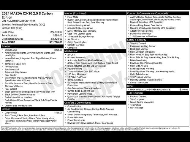 used 2024 Mazda CX-30 car, priced at $26,995