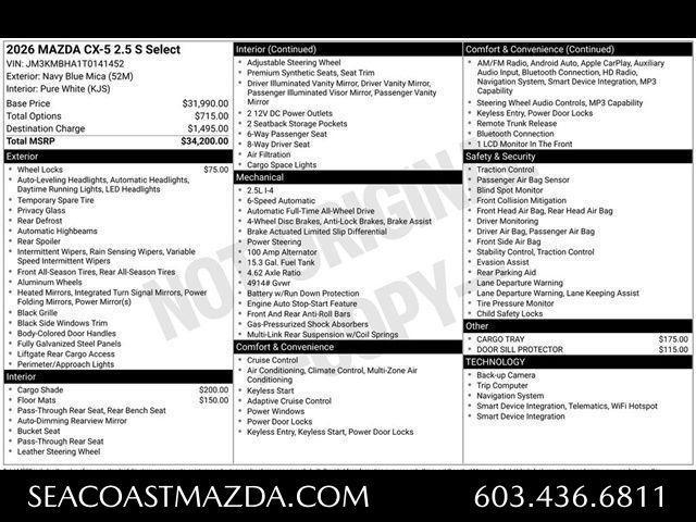 new 2026 Mazda CX-5 car, priced at $35,238