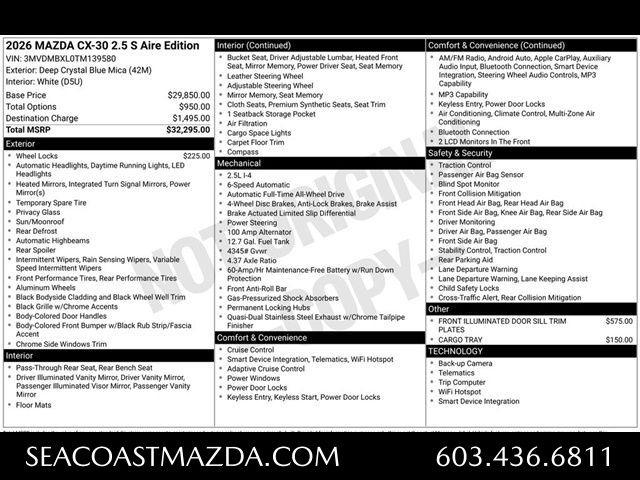 new 2026 Mazda CX-30 car, priced at $30,295