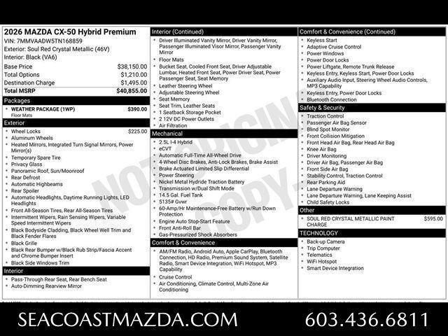 new 2026 Mazda CX-50 Hybrid car, priced at $39,393
