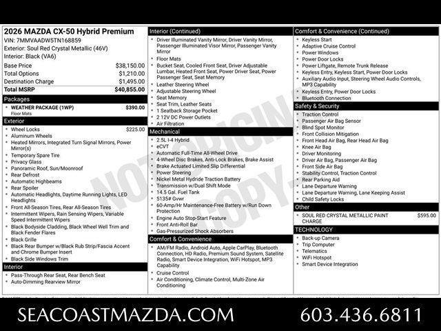 new 2026 Mazda CX-50 Hybrid car, priced at $39,393