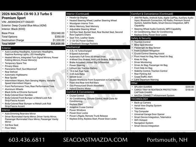 new 2026 Mazda CX-90 car, priced at $54,545