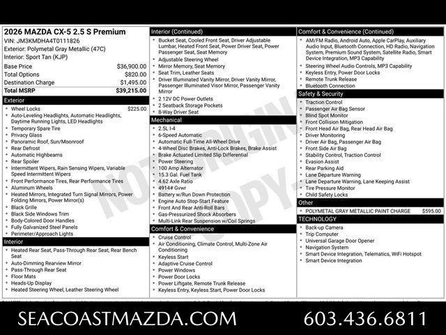 new 2026 Mazda CX-5 car, priced at $39,215