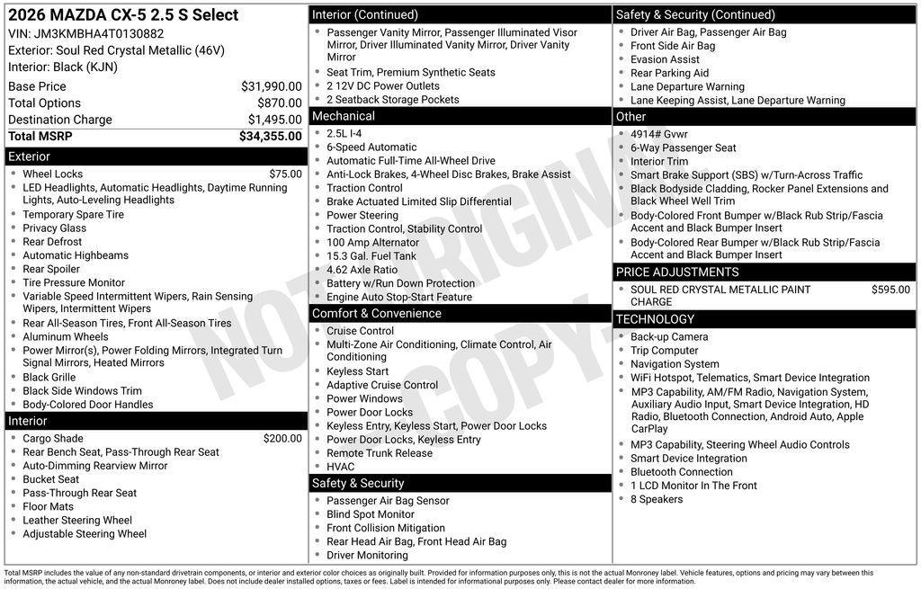new 2026 Mazda CX-5 car, priced at $35,393