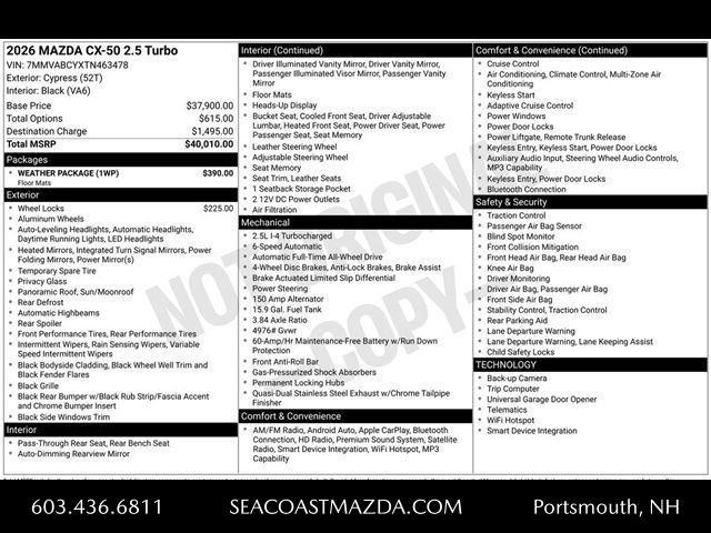 new 2026 Mazda CX-50 car, priced at $40,010