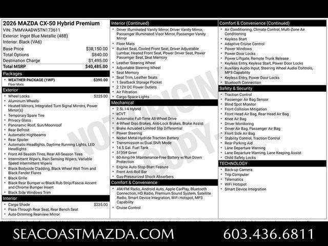new 2026 Mazda CX-50 Hybrid car, priced at $39,023
