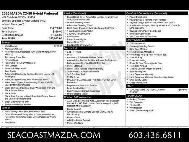 new 2026 Mazda CX-50 Hybrid car, priced at $35,603