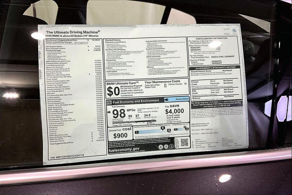 new 2026 BMW i5 car, priced at $75,315