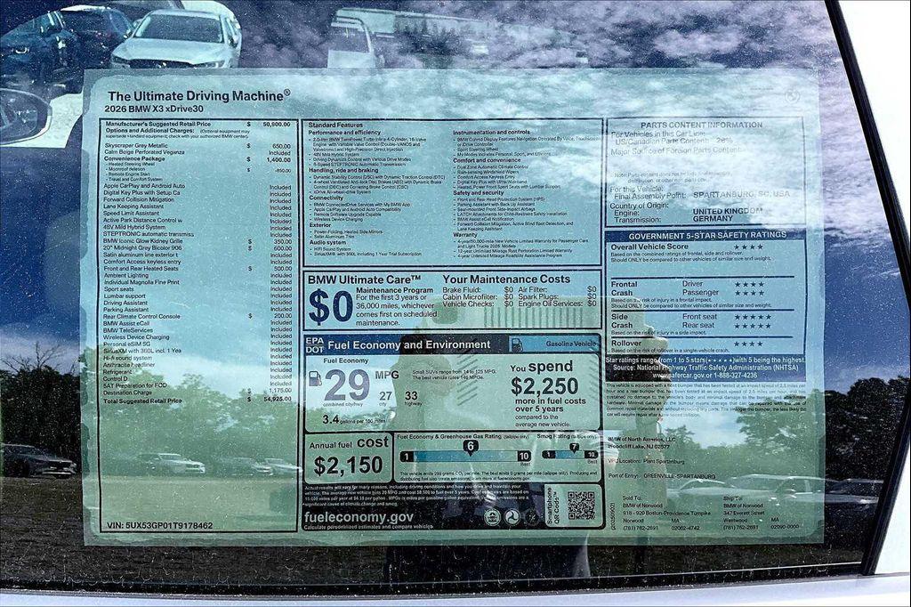 new 2026 BMW X3 car, priced at $54,925