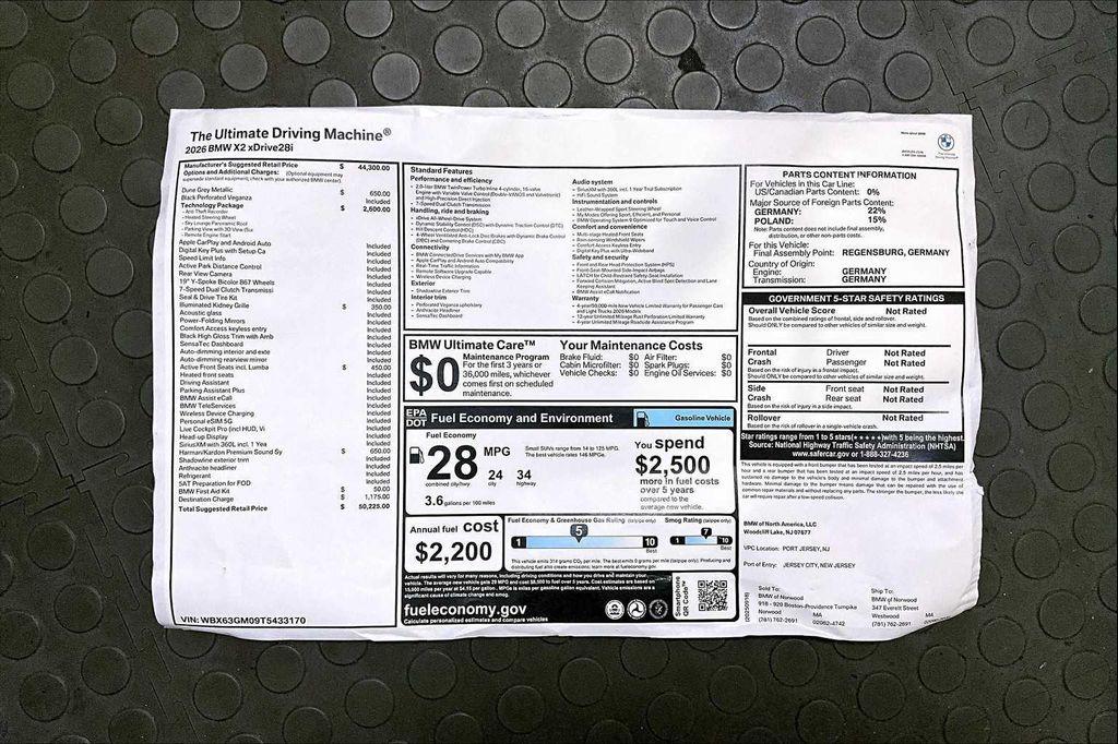 new 2026 BMW X2 car, priced at $50,225