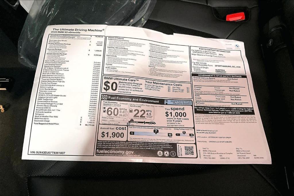 new 2026 BMW X5 PHEV car, priced at $82,775