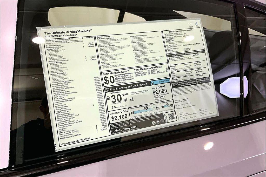 new 2026 BMW 530 car, priced at $72,065