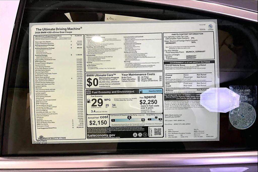 new 2026 BMW 430 Gran Coupe car, priced at $60,530