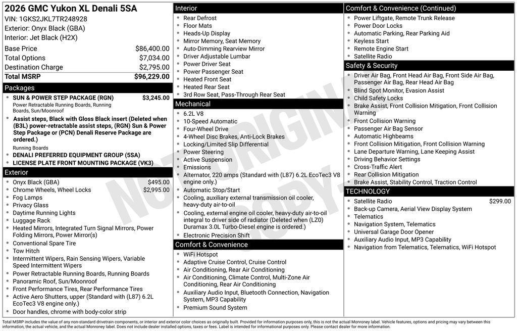 new 2026 GMC Yukon XL car, priced at $91,418