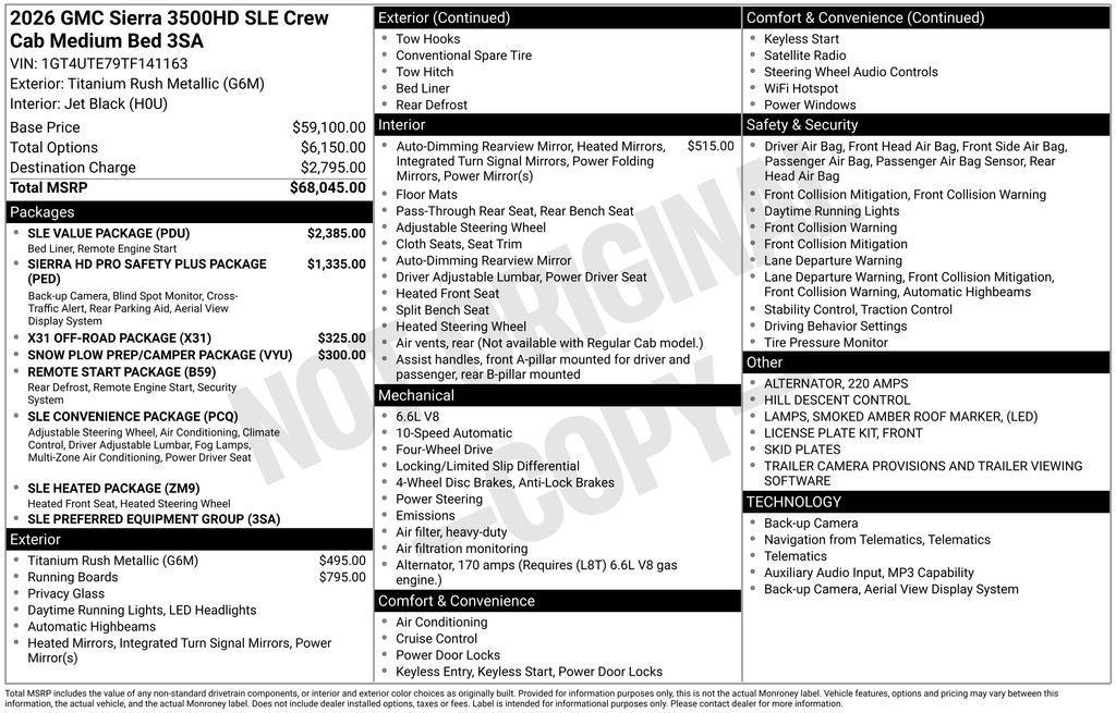 new 2026 GMC Sierra 3500 car, priced at $63,000