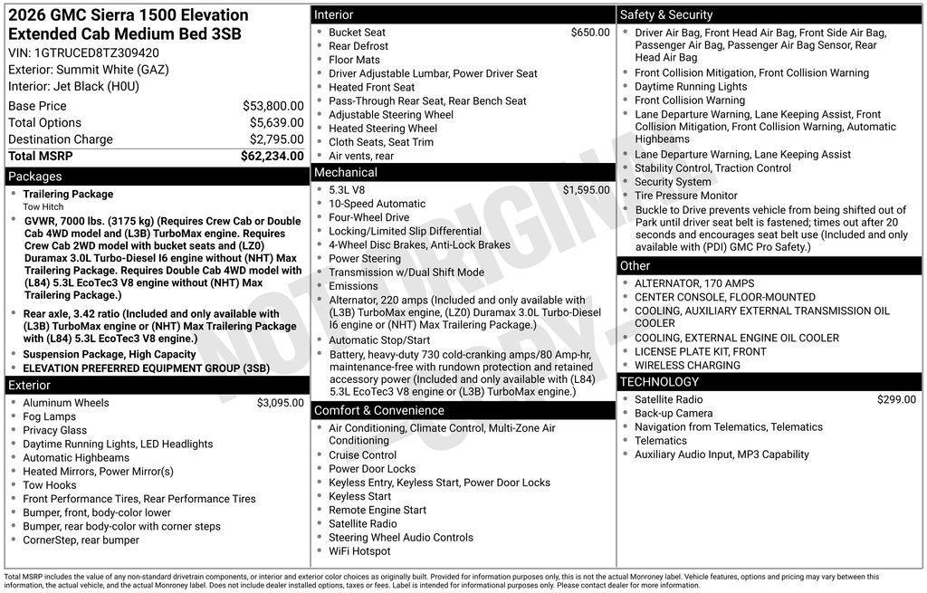 new 2026 GMC Sierra 1500 car, priced at $53,447