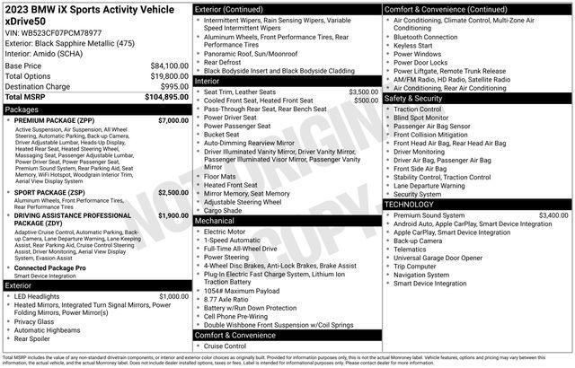 used 2023 BMW iX car, priced at $49,700