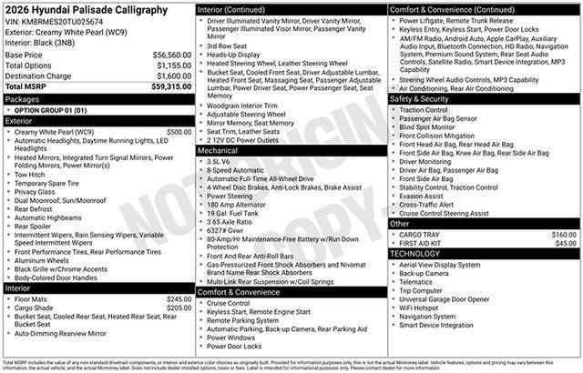 new 2026 Hyundai Palisade car, priced at $55,710