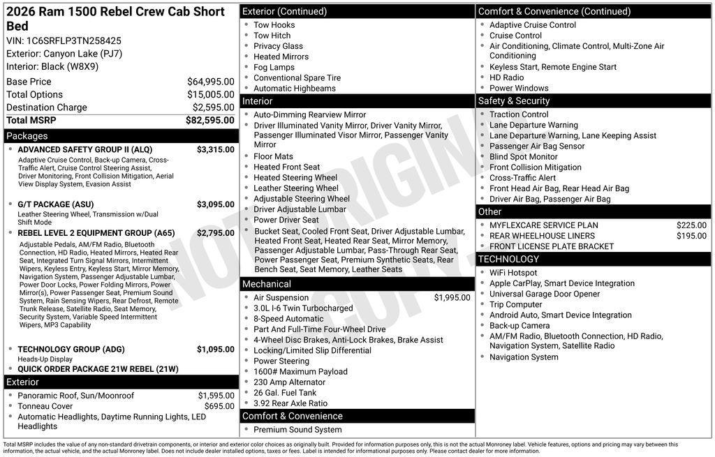 new 2026 Ram 1500 car, priced at $72,487