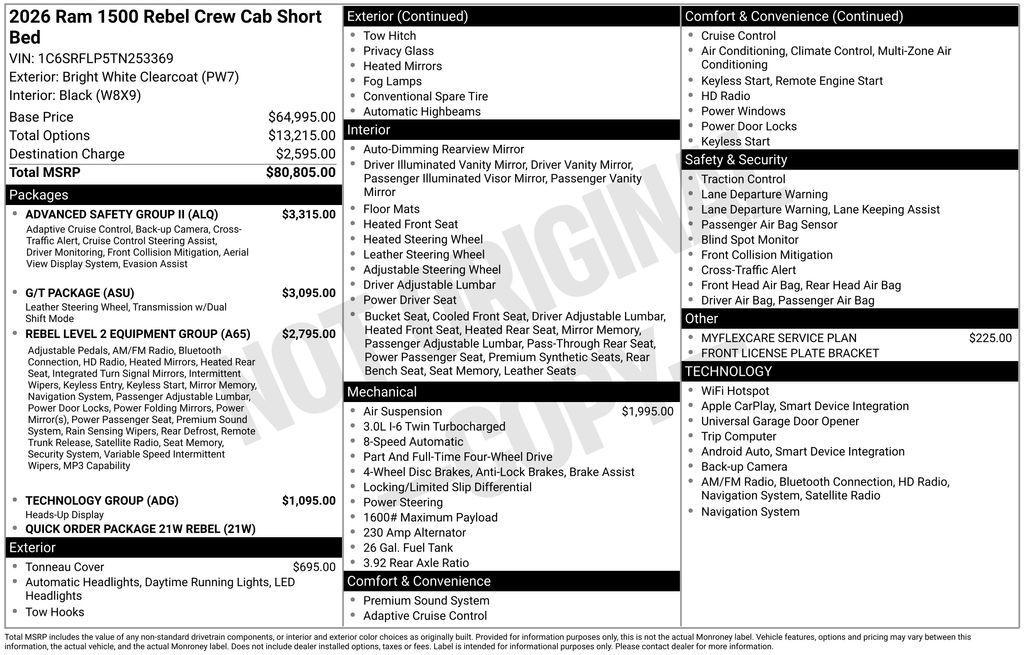 new 2026 Ram 1500 car, priced at $70,841