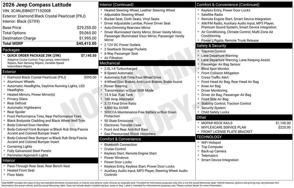 new 2026 Jeep Compass car, priced at $32,305