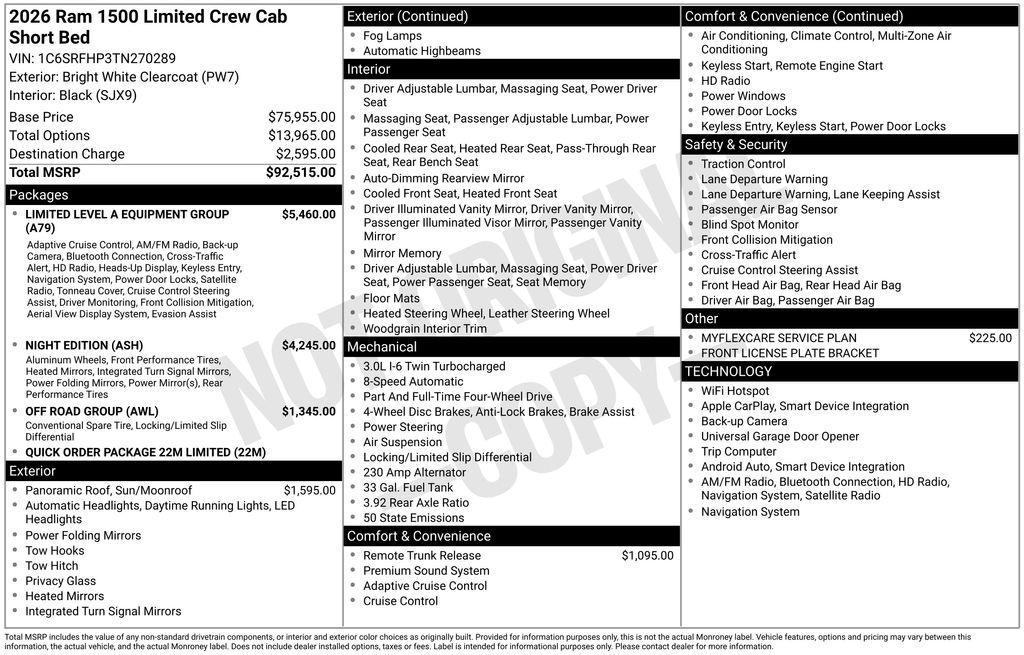 new 2026 Ram 1500 car, priced at $77,913