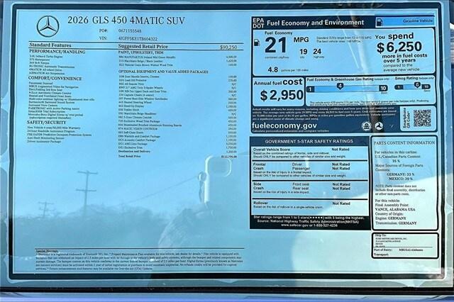 new 2026 Mercedes-Benz GLS 450 car, priced at $112,795