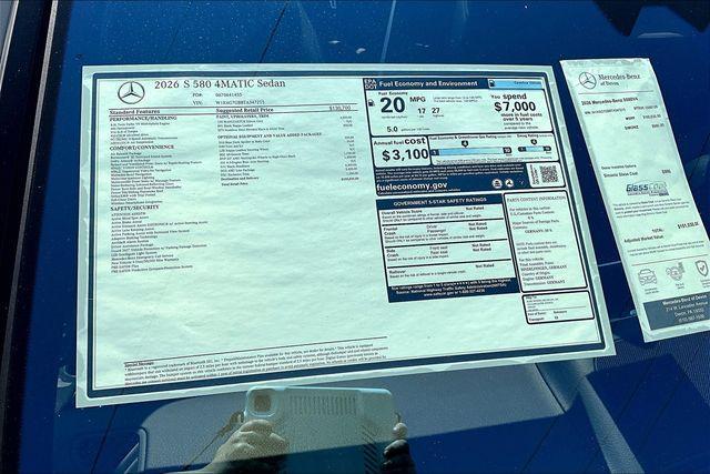 new 2026 Mercedes-Benz S-Class car, priced at $150,525