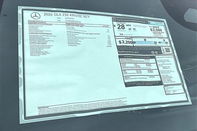 new 2026 Mercedes-Benz GLA 250 car, priced at $49,335