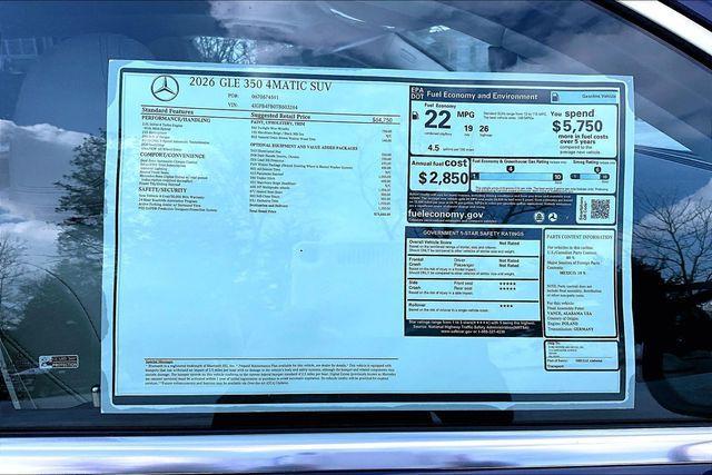 new 2026 Mercedes-Benz GLE 350 car, priced at $73,445