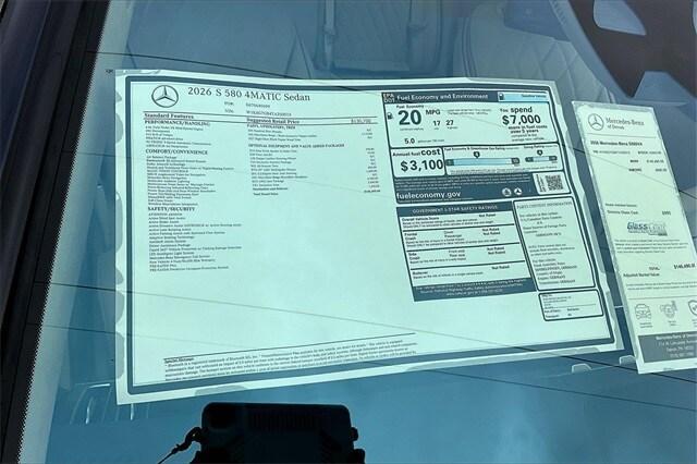 new 2026 Mercedes-Benz S-Class car, priced at $145,495